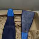 Sporti Adult-Kids Swim Fins for Pool Lap Swimming - Long Floating Fins for Swimming & Snorkeling - Swim Flippers for Training (M 8-9 / W 9-10, Navy-Blue)