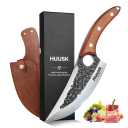 Huusk Viking Knives Hand Forged Boning & Chef Knife - Full Tang Japanese Blade with Sheath - Butcher Meat Cleaver - Camping & Kitchen Gift 5.7 "