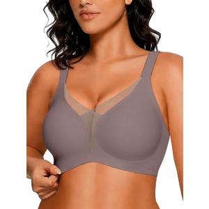 COCOMARTS Jelly Bras for Women No Underwire Push Up Deep V Mesh Comfort T Shirt Bralette Wireless Seamless Everyday Bra, Smal