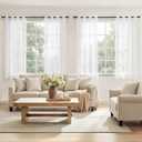 RYB HOME Sheer Curtains Panels Bedroom Window, Grommet Solid White Voile Drapes for Living Room Kitchen Home Office, Privacy Sheer Light & Airy, Wide 54 inch x Long 63 inch per Panel, 4 Pcs