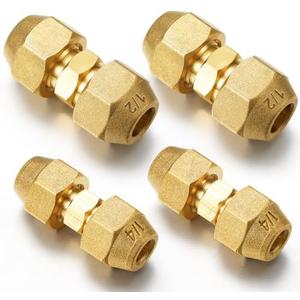 Relaxweex 4 Pcs 1/4" 1/2" Copper Pipe Extension Joint Connectors Pipe Coupling Adapters with Flare Nuts Flare Fittings for HVAC Air Conditioning Refrigeration Copper Tube