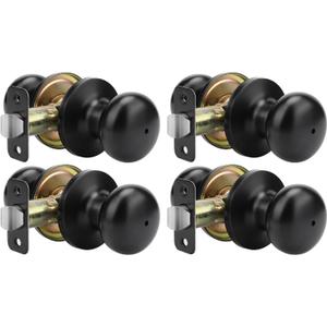 Goldenwarm Black Interior Door Knobs, Matte Black Bedroom Door Knob, Door Knobs Interior Bulk, Privacy Door Knob for Bedroom or Bathroom(4 Pack)