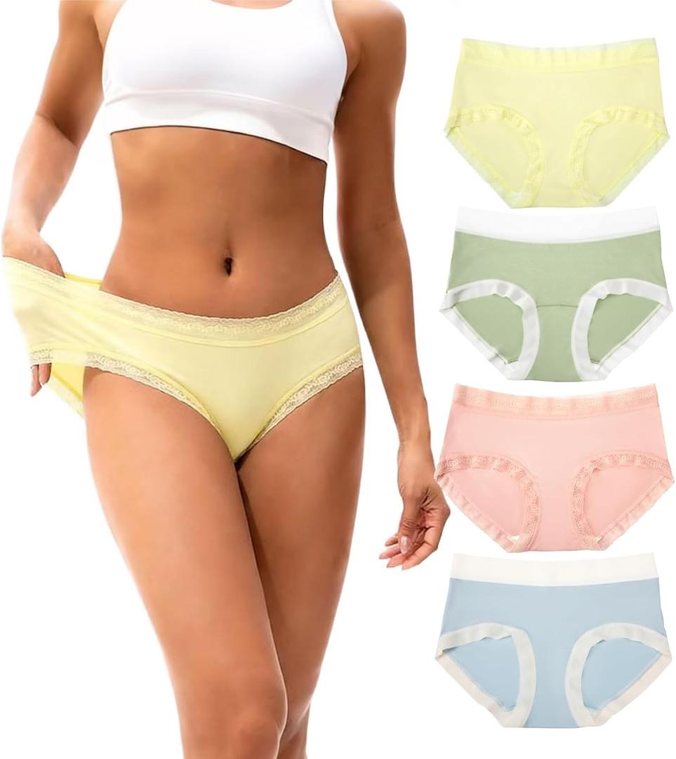 Women's Underwear Colorful Soft Comfort Hipster Panties 4Pack (L)