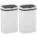 BestOffice Trash Can Broken-Resistant Plastic Touch Free High-Capacity Garbage Can with Lid for Bedroom Bathroom Home Office 49 Liter 13 Gallon Trash Can Automatic Kitchen Trash Can (Black) (White)