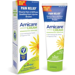 Boiron Arnicare Cream for Joint Pain, Muscle Pain, Swelling, Soreness, Stiffness, and Bruises - Fast Absorbing and Fragrance-Free - 4.2 oz (4.2 Ounce (Pack of 1))