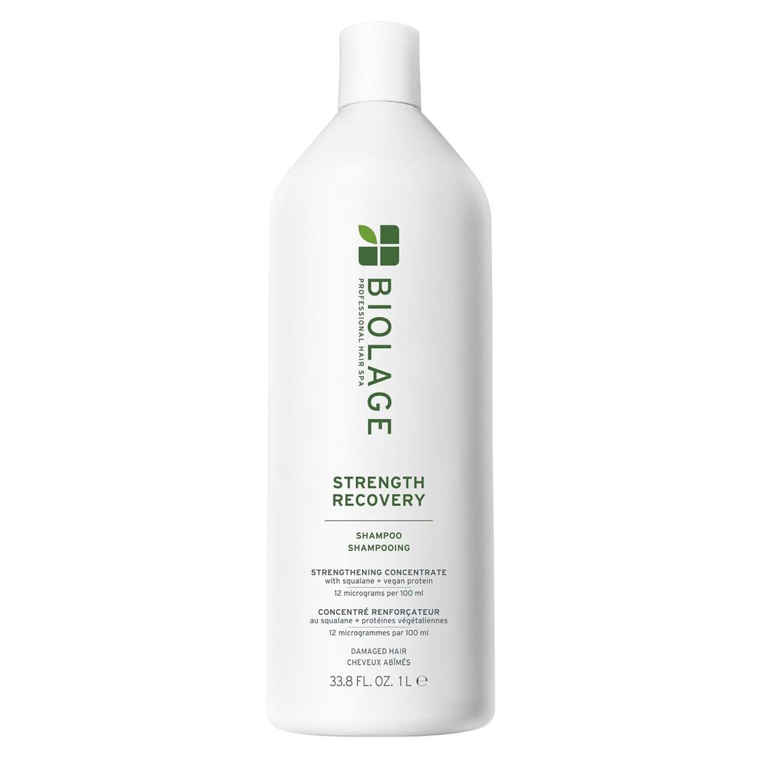 Biolage Strength Recovery Shampoo - Reduces Breakage & Detangles, Instantly Strengthens and Moisturizes, For Damaged Hair, With Olive Squalane & Vegan Proteins, Paraben & Mineral Oil-Free (33.8 Fl Oz (Pack of 1))