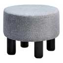 Cpintltr Linen Ottoman Round Footrest Stool Upholstered Step Stool Ottomans Sofa Stool 4 Wood Legs with Anti-Slip Pads Modern Accent Home Decor Suitable for Living Room Bedroom Entryway Dark Grey