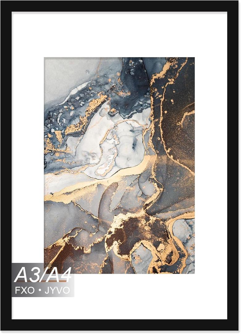 A3 Frame, Display Picture A4 with Mat or A3 Without Mat, Light Weight and High Transparent Poster 11.7 x 16.5 Frame for Wall - 1 Pack/Black