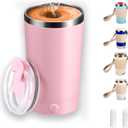 Self Stirring Mug with Lid, 13.5oz Magnetic Stirring Coffee Cup, Rechargeable 316 Stainless Steel, Auto-Mixing for Coffee, Milk, Protein PowderPink
