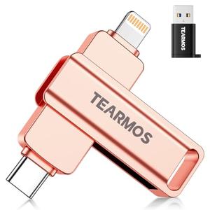 TEARMOS 512GB Flash Drive Intended for iPhone iPad, Memory Stick Storage for Photos and Videos Backup, Compatible with iPhone iPad Android PC, Plug and Play, No Application Required (Rose Gold)