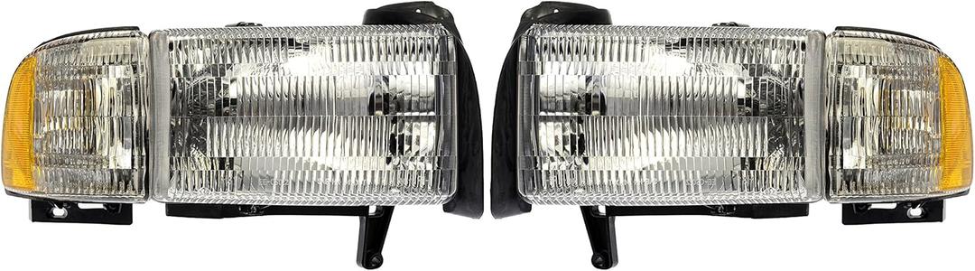 Dorman 1590121 Front Driver and Passenger Side Headlight Assembly Kit Compatible with Select Dodge Models