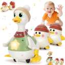 Hestiasko Baby Toys 6 8 10 12 Months, Tummy Time Duck Toy, Musical Dancing Duck Set with Lights & Sounds, Crawling and Interactive Sensory Learning Toy for Infants, Toddlers Gift for 1 Year Old Boy