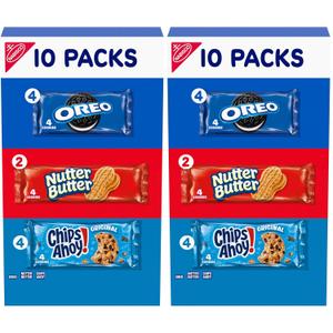 Nabisco Cookie Variety Pack, OREO, Nutter Butter, CHIPS AHOY!, 10 Snack Packs (4 Cookies Per Pack) (Pack of 2) (16.36 OZ (Pack of 2)) Best Before Apr. 06, 2026