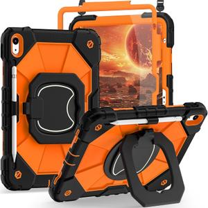 Auizotl Case for iPad (A16) 11th Generation 11 Inch (2025) /iPad 10th Generation 10.9 Inch (2022) with Screen Protector/Rotating Stand,Military Grade Shockproof i Pad Case 10th Generation,Orange