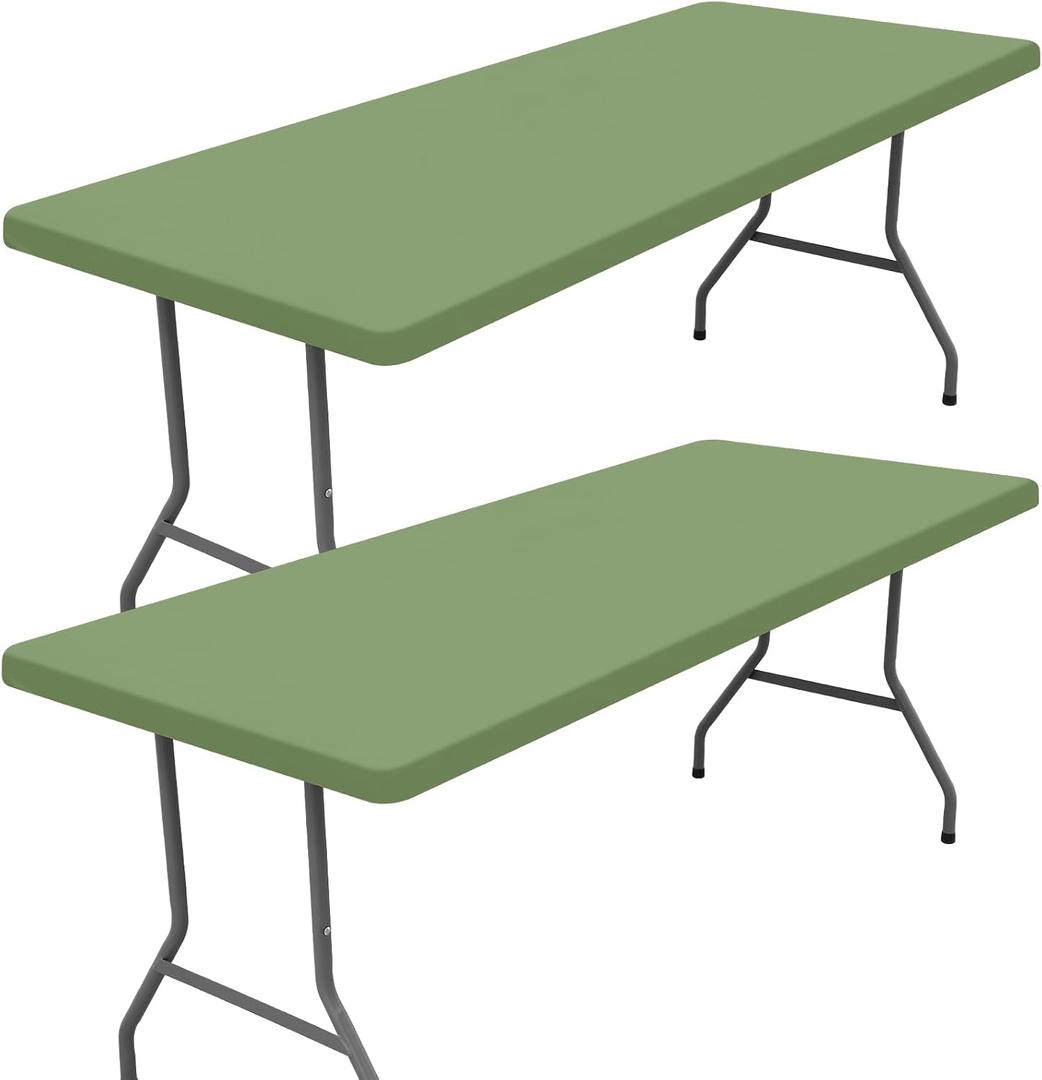 Moosfor 2 Pack Rectangle Spandex Fitted Table Cloth, 4FT Elastic Tablecloth | Washable Picnic Table Cover, Stretch Waterproof Table cloths for Party, Patio, Dining, Kitchen, 30" x 48", Sage Green