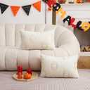 Tosleo Halloween Throw Pillow Covers 12x20 inch Set of 2 White Sequin Embroidery Pumpkins Pillow Cases Thanksgiving Home Party Pumpkin Fall Decor Plush Pillowcases Cushion Covers