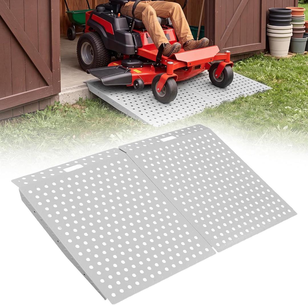 Heavy-Duty Shed Ramp for Riding Mower & Lawn Mower, 29" x 48"Curb Ramp, 2PC