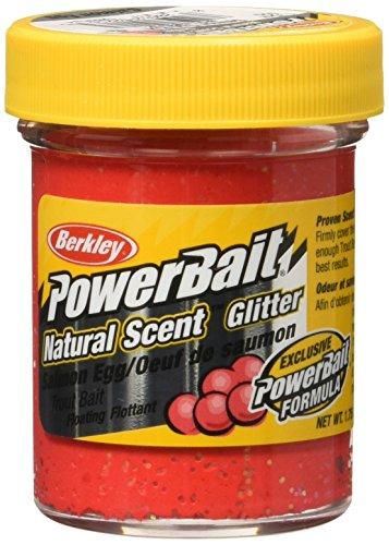 3 Pack Berkley PowerBait Natural Glitter Trout Bait , Salmon Egg Red, 3 Packs