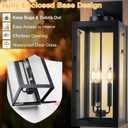 24" Extra Large Fully Enclosed Outdoor Light Fixture 3-Light, Black Outdoor Porch Lantern Wall Mounted, Waterproof Modern Outside Wall Sconce Coach Lamp with Tempered Glass for House, E12, 2 Packs