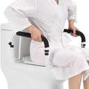 Toilet Safety Rail, Safety Frame for Toilet Seat, Toilet Grab Bar with Adjustable Width for Seniors Supports 350lbs (Black and White)