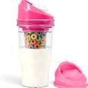 Portable Cereal Cup for On-the-Go Breakfast (Pink)