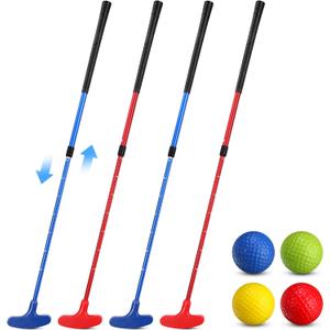 Hiboom 4 Pack Golf Putters for Men and Women Two Way Mini Golf Putter with 4 Balls Adjustable Length Kids Putter Bulk Right or Left Handed Golfers for Children Teenager Junior, 23.6-35.4 inches/ 60-90 cm