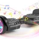 SIMATE Scooter, Bluetooth Speakers and LED Light-Up Wheels, APP Control, Dual 250W Motors, 8.5 mph Max Speed & 8.5 Miles Max Range, Gifts for Kids Adults Girls Boys (Black)