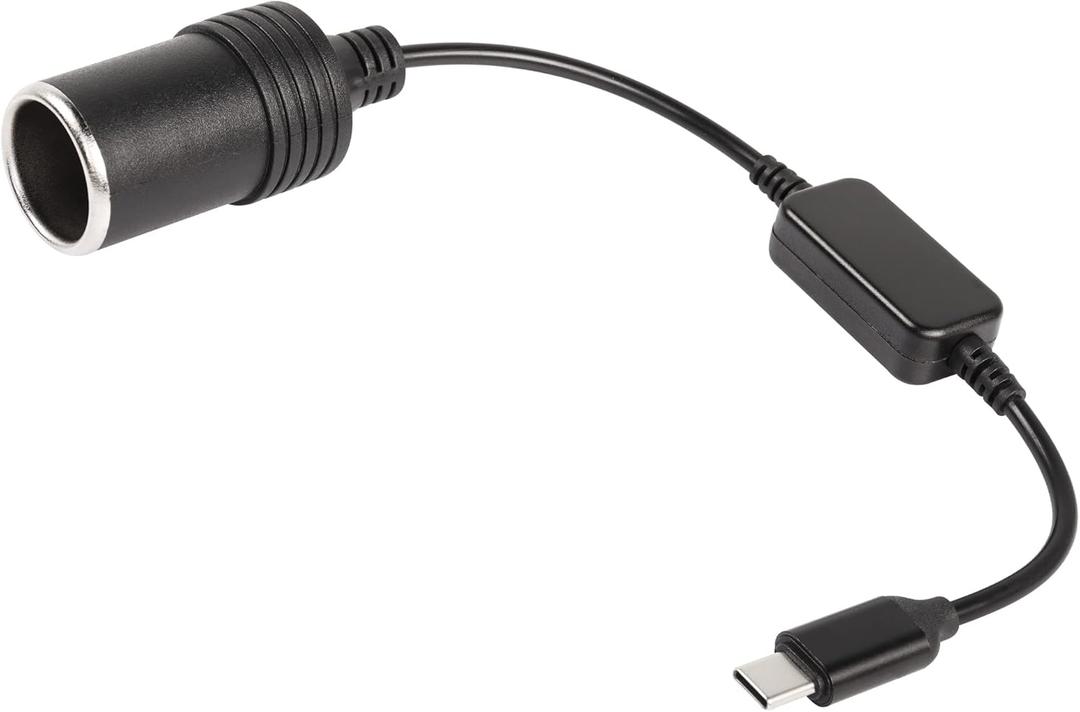 1ft USB C Male to 12V 8W Cigarette Lighter Socket Adapter Power Cable for Dash Cam, GPS, Car Led Light Strips