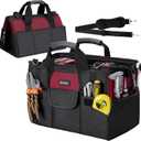 TICONN Heavy Duty Tool Bag with Multi-Pockets, Portable Tool Box Organizer Storage Bag, with Adjustable Shoulder Strap and Ergonomic Handle (Red, 14" Standard Base)