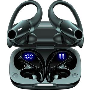 Active Noise Cancelling Ear Buds Wireless Earbuds 80H Playtime Bluetooth Headphones Over Ear Hooks Earphones with Power Display Case Hi-Res Stereo & Clear Calls for Sports Running Gym Workout Black