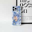 2 x NITITOP Compatible with iPhone 16 Pro Case with Card Holder Clear Cute Floral Flowers Branch for Women Girls Soft TPU Wallet Shockproof Protective Cover - Blue