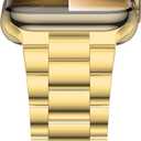 iiteeology Lightweight Stainless Steel Band Designed for Apple Watch Ultra 3 & Ultra 2, Series 1-11, 46mm, 45mm, 44mm, 42mm, Replacement iWatch Bands for Men & Women,Gold