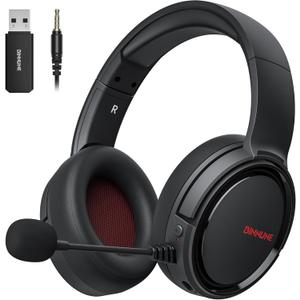 BINNUNE Wireless Gaming Headset, 2.4GHz Gaming Headphones for PS4, PS5, NS, Bluetooth 5.3 Headphones with 40Hr Battery, Noise Canceling Microphone, Stereo Sound for Laptop, Mobile, Mac - Red