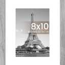 upsimples 8x10 Picture Frame, Display Pictures 5x7 with Mat or 8 x 10 Without, Wall Hanging Photo Frames, Gray, 1 Pack