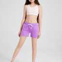 4 Pack Girls Athletic Shorts Dry-Fit Basketball Shorts with Pockets,Girls Running Shorts for Kids Gym Soccer (S)