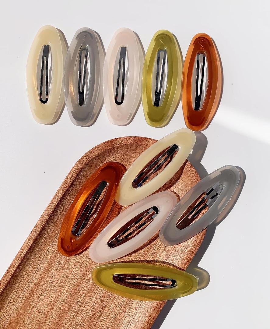 Lemeilleur 10 Pieces 3.2 Inch Big Oval Shape Women Hair Clips Metal Acrylic Resin No Slip Hair Barrettes for Girls Women Hair Styling Hair Accessories
