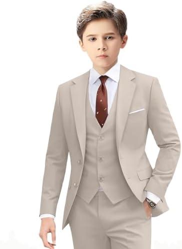 Suits for Boy Slim Fit Formal Dress Outfit Toddler Suit Blazer Vest Pants Kids Tuxedos 8Y