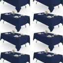 Pureegg Rectangle Table Cloth 60" x 84" 8 Packs, Durable Polyester Tablecloth Offers Reusable & Washable Protection, Ideal for Outdoor Party, Picnic, Wedding, Banquet and Birthday, Navy Blue