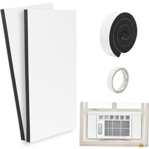 HOXHA Air Conditioner Foam Insulation Window Kit 2 Pack, AC Side Panels Kits, Air Conditioner Accessories Seal, 17 inch9 inch 7/8 inch,White