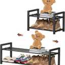 HDDTTZ 2-Tier Expandable Shoe Rack,Adjustable Shoe Shelf Storage Organizer Heavy Duty Metal Free Standing Shoe Rack for Entryway Closet Doorway (Black)