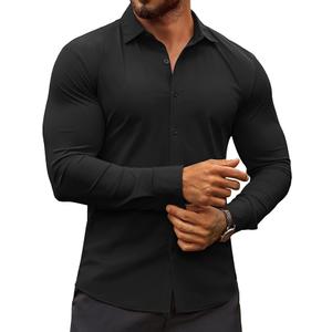 COOFANDY Men's Muscle Fit Dress Shirts Wrinkle-Free Long Sleeve Casual Button Down Shirts, Size L