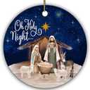 Oh Holy Night Nativity Scene Religious Christmas Ornament – Christian Faith Holiday Tree Decoration – Baby Jesus, Mary & Joseph Keepsake Gift for Believers, Church Friends, and Family