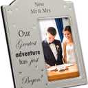 MIMOSA MOMENTS Silver Metal Wedding Photo Frame,4X6 Mr. and Mrs. Picture Frame for Couples, Display on Tabletop