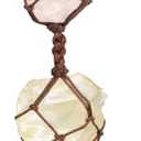 Hanging Car Ornament Natural Gemstone Healing Crystals Ornaments Moon and Star, Rearview Mirror Decoration Home Decor (Citrine+Rose Quartz)