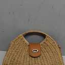Summer Straw Bag for Women Straw Hand-woven Top-handle Handbag Crossbody Tote Clutch Bags for Travel (Khaki)