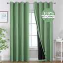 Estelar Textiler Sage Green 100% Blackout Curtains for Living Room, Thermal Insulated Complete Light Blocking Curtains for Bedroom, Noise Reducing Grommet Drapes with Black Liner, 52Wx84L, 2 Panels