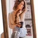 7x11 Wood Frame Brown, Natural Wooden 11x7in Picture Frames, Modern Golden 7 x 11inch Gallery Photo Pic Frame with HD Plexiglass, Horizontal Vertical Wall Mounting Tabletop Display 1Pcs