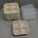 12 Pcs 4 Divided Compartments Snack Containers Bento Wheat Straw Snack Box with Lid Reusable Meal Prep Lunch Box Food Storage Containers for Adults Christmas Travel Work Gifts(Beige)