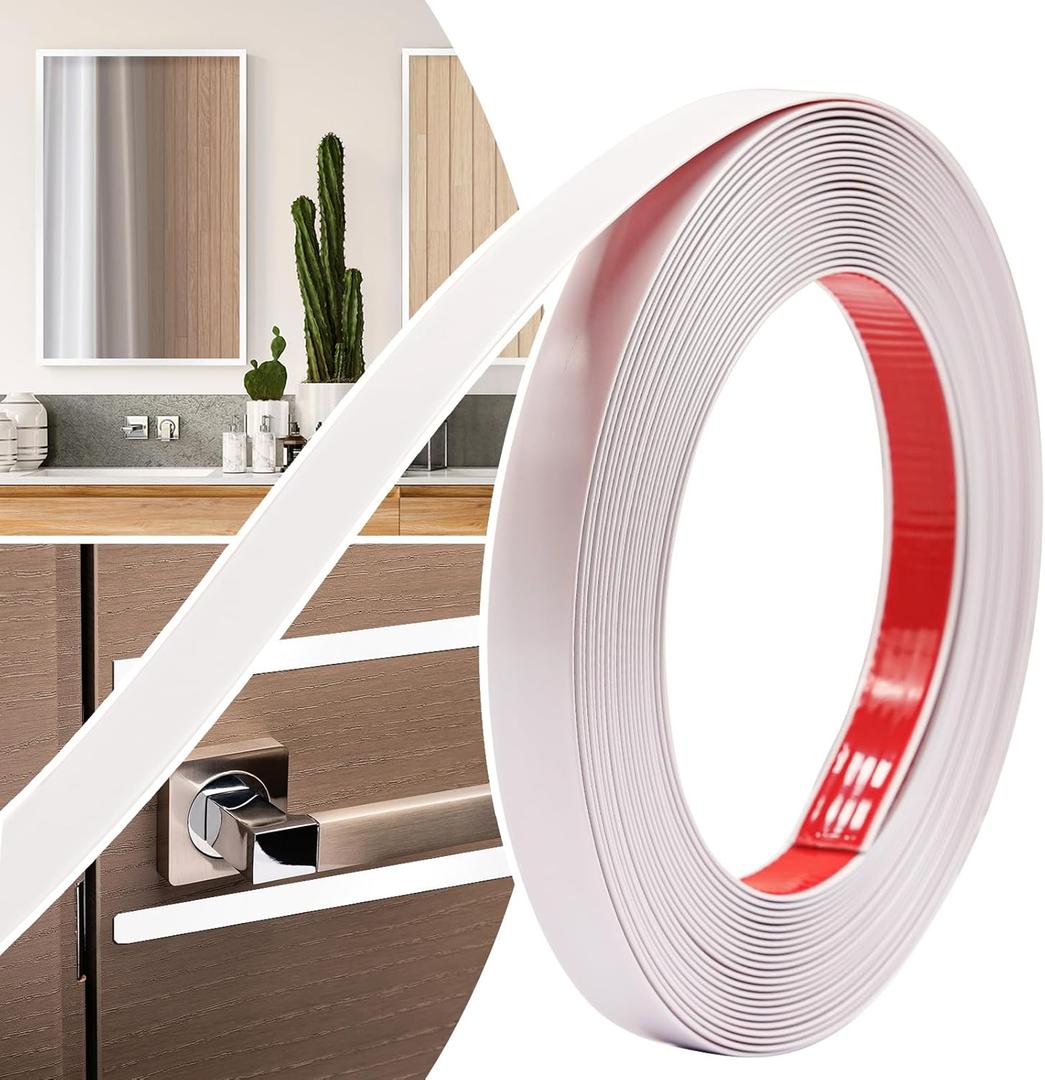 0.79in  40Ft Peel and Stick Wall Molding Trim - Flexible Self Adhesive Molding Trim for Walls, Edges, Borders, Window Frames, Backsplash Tiles - White (Paintable) Waterproof Trim