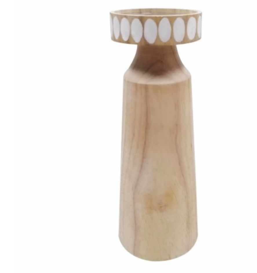 HD Designs Wood Large Candle Holder 10"